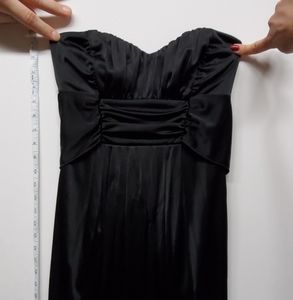 Satin strapless black dress